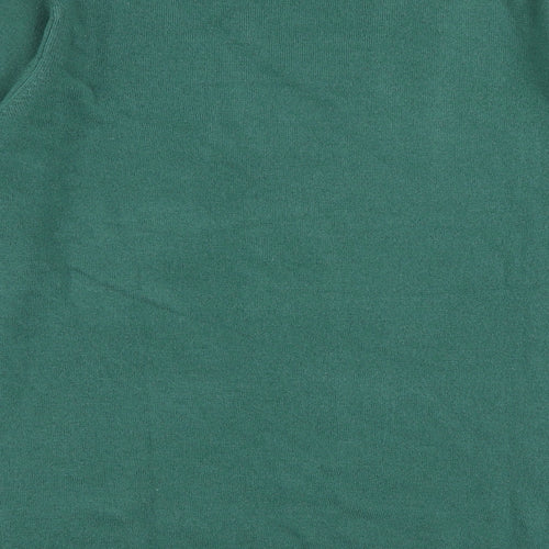 Blue Harbour Mens Green V-Neck Acrylic Pullover Jumper Size M Long Sleeve