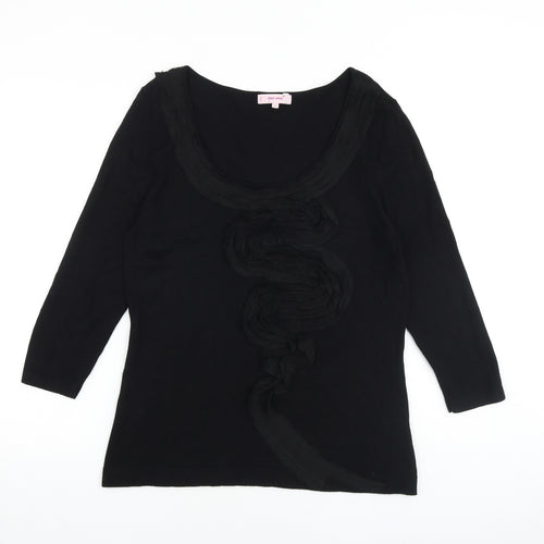 Per Una Womens Black Scoop Neck Viscose Pullover Jumper Size 14