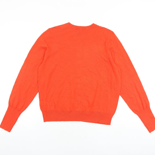 Marks and Spencer Womens Orange Round Neck Viscose Cardigan Jumper Size 16