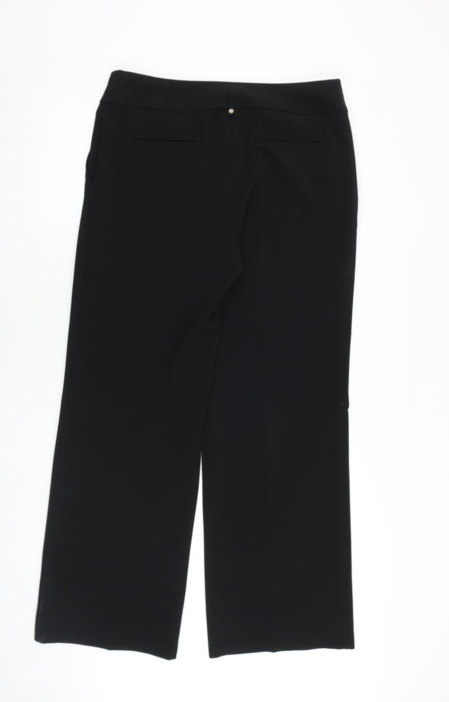 Per Una Womens Black Polyester Trousers Size 14 L31 in Regular Zip