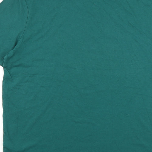Marks and Spencer Mens Green Cotton T-Shirt Size L Round Neck - Gin-gle All The Way