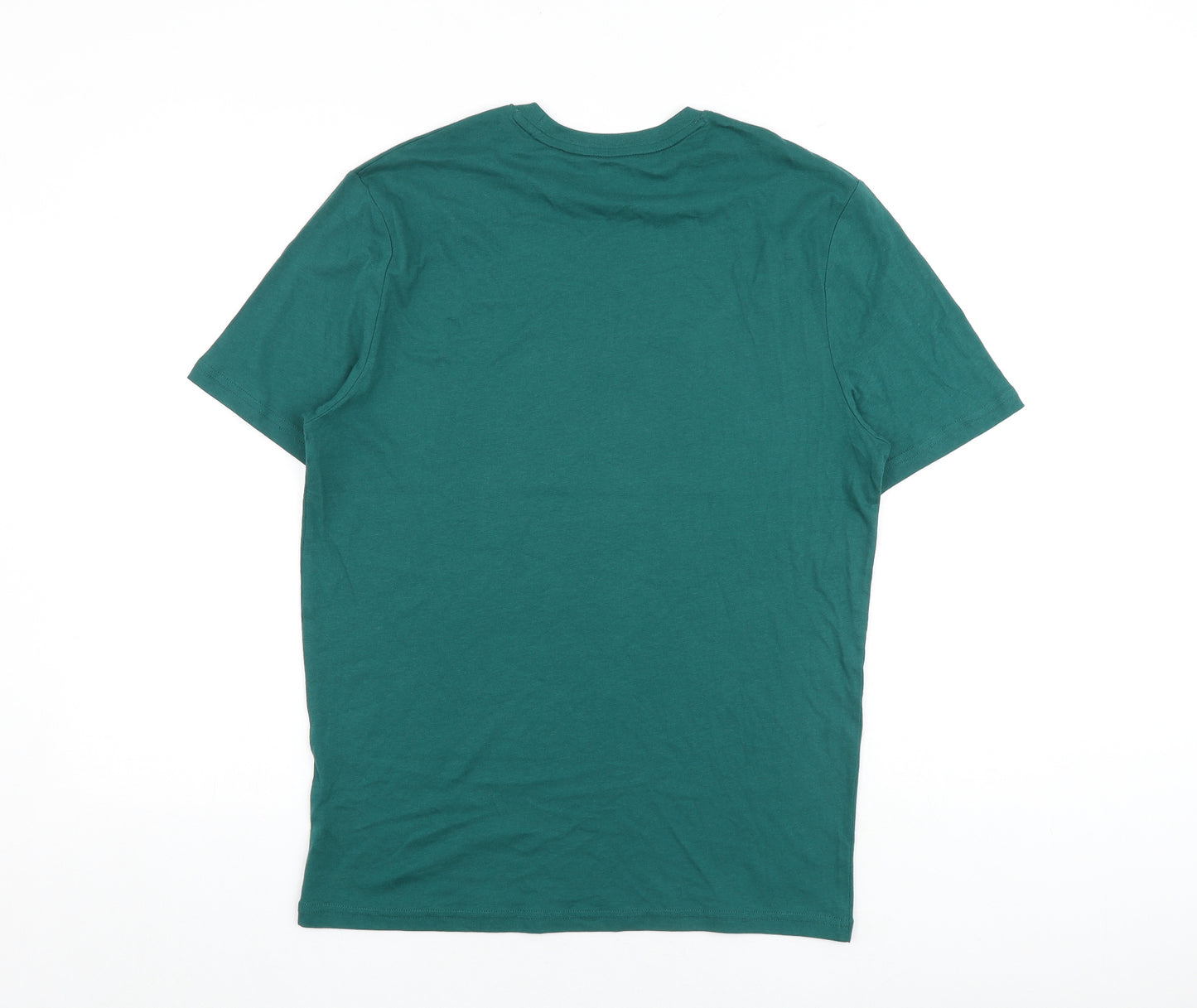 Marks and Spencer Mens Green Cotton T-Shirt Size S Round Neck - Gin-gle All The Way