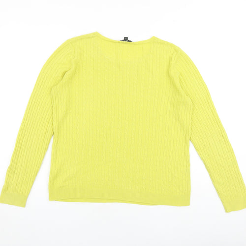 Bonmarché Womens Yellow Round Neck Acrylic Pullover Jumper Size 12