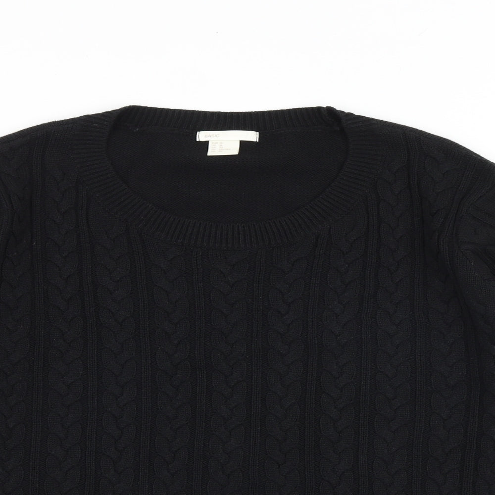 H&M Womens Black Round Neck Acrylic Pullover Jumper Size L