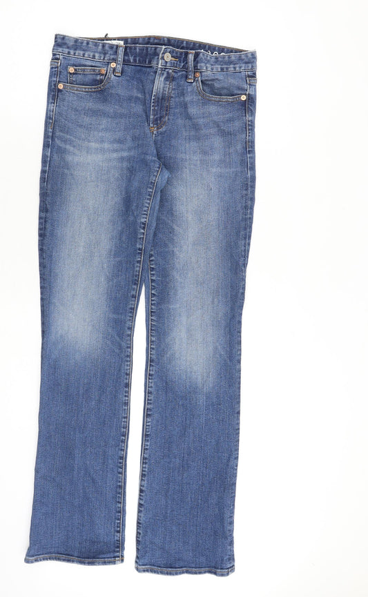 Gap Womens Blue Cotton Straight Jeans Size 28 in L32 in Regular Zip - Distressed Hems