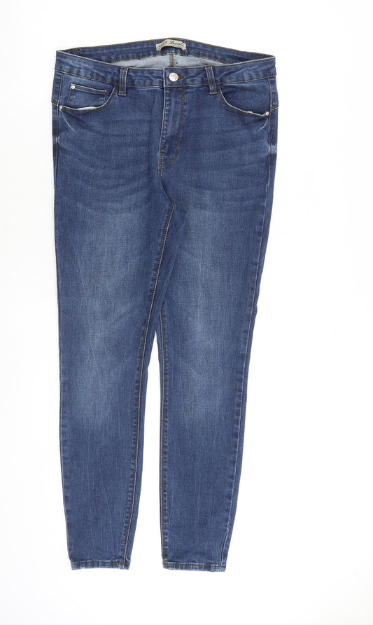 Denim & Co. Womens Blue Cotton Skinny Jeans Size 16 L28 in Regular Zip