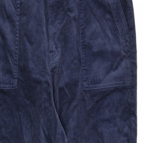 Per Una Womens Blue Cotton Trousers Size 16 L27 in Regular Zip