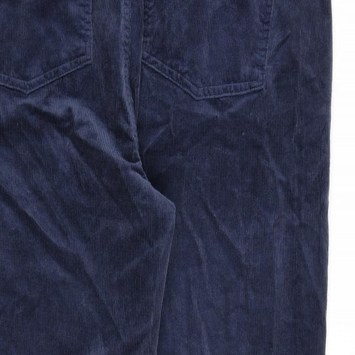 Per Una Womens Blue Cotton Trousers Size 16 L27 in Regular Zip
