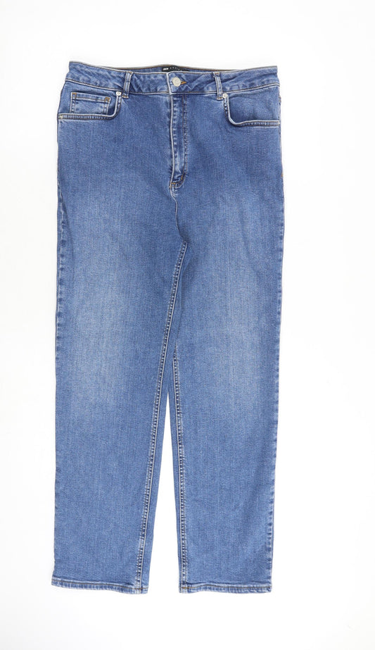 ASOS Womens Blue Cotton Straight Jeans Size 32 in L32 in Regular Zip