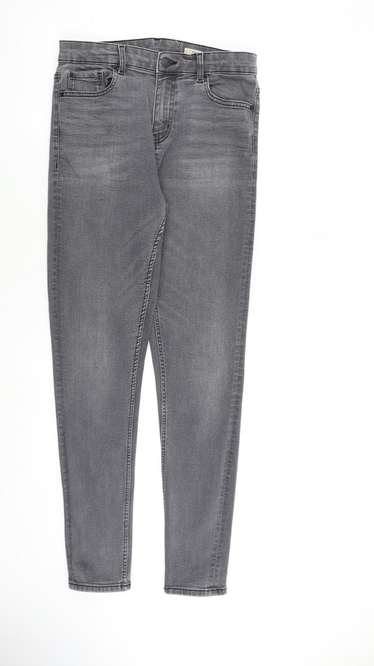 Marks and Spencer Womens Grey Cotton Skinny Jeans Size 10 L30 in Slim Zip