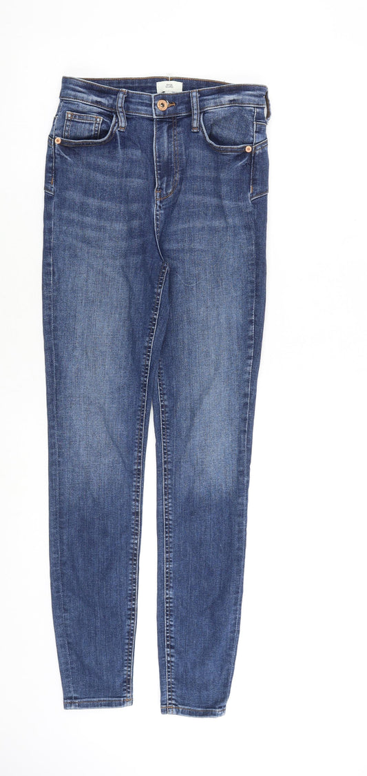 River Island Womens Blue Cotton Skinny Jeans Size 10 L29 in Slim Zip