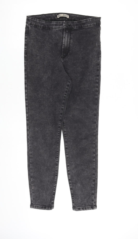 Denim & Co. Womens Grey Cotton Skinny Jeans Size 14 L28 in Regular Zip