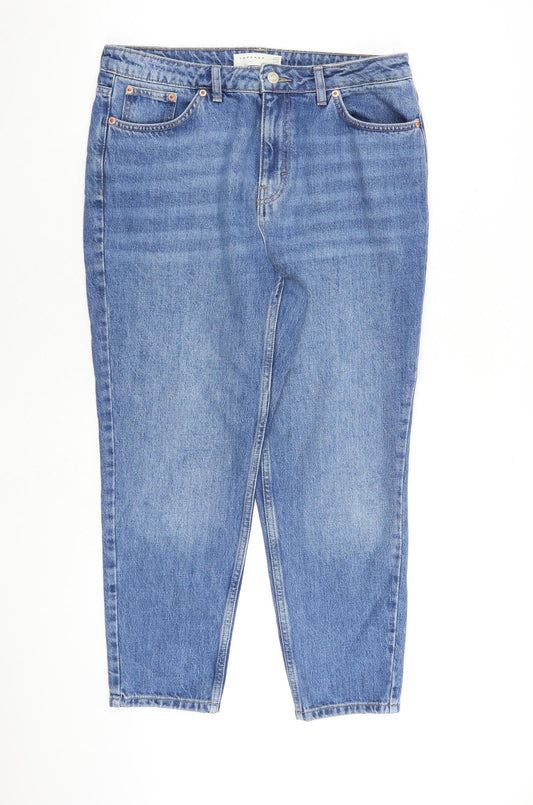 ASOS Womens Blue Cotton Tapered Jeans Size 32 in L28 in Regular Zip