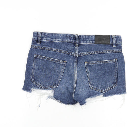 Pull&Bear Womens Blue 100% Cotton Cut-Off Shorts Size 8 Regular Zip - Distressed