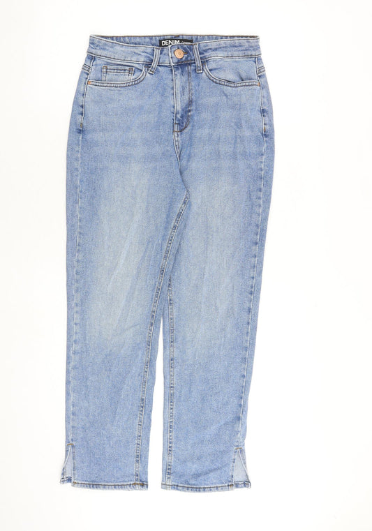 George Womens Blue Cotton Straight Jeans Size 10 L27 in Regular Zip