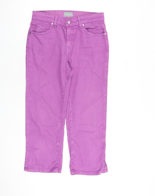 Per Una Womens Pink Cotton Cropped Jeans Size 10 L22 in Regular Zip