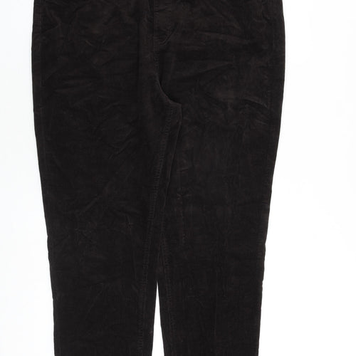 Marks and Spencer Womens Brown Cotton Trousers Size 20 L29 in Regular Zip