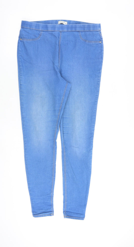 Papaya Womens Blue Herringbone Cotton Jegging Jeans Size 14 L28 in Regular