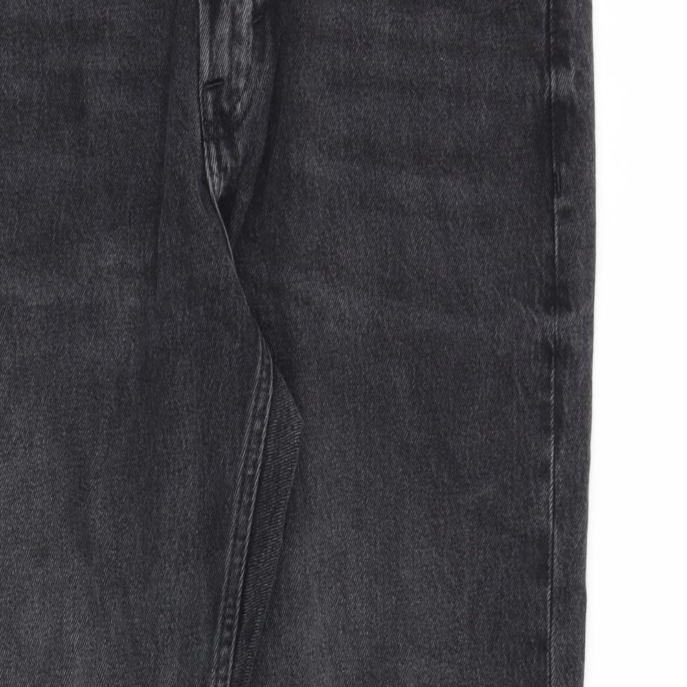 H&M Mens Grey Cotton Straight Jeans Size 34 in L32 in Regular Zip