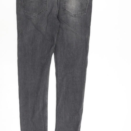 Topman Mens Grey Cotton Skinny Jeans Size 32 in L32 in Slim Button
