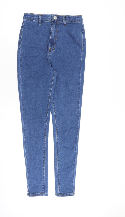 PRETTYLITTLETHING Womens Blue Cotton Skinny Jeans Size 8 L28 in Regular Zip