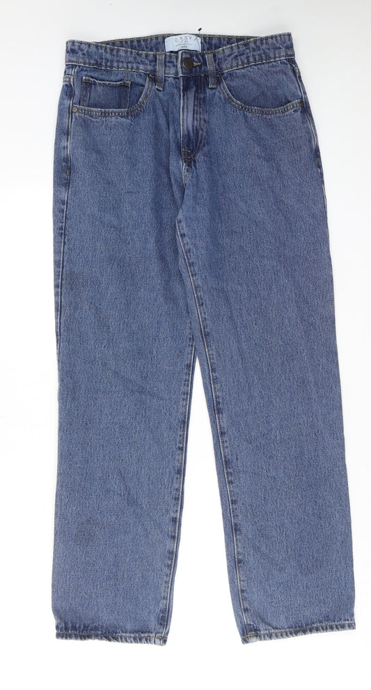 Easy Mens Blue Cotton Straight Jeans Size 30 in L30 in Regular Zip