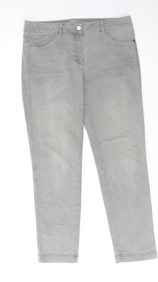 Basler Womens Grey Cotton Skinny Jeans Size 34 in L29 in Regular Zip