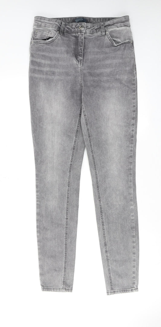 Papaya Womens Grey Cotton Skinny Jeans Size 12 L31 in Regular Zip