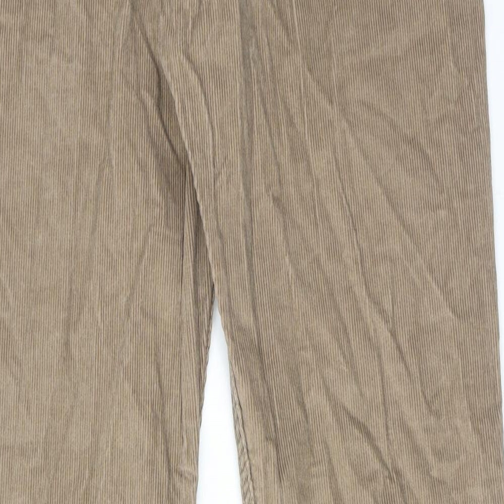 Marks and Spencer Mens Beige Cotton Trousers Size 34 in L33 in Regular Zip