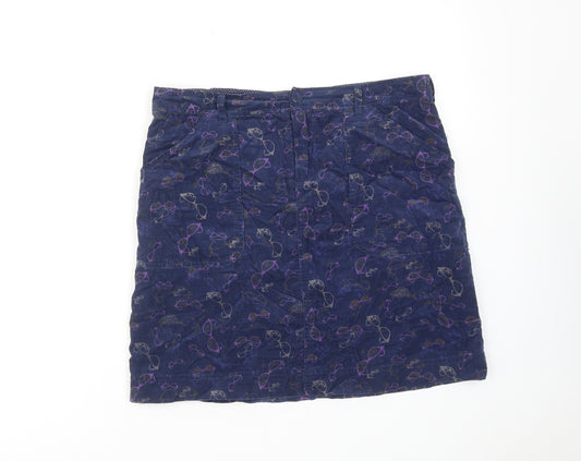 White Stuff Womens Purple Geometric Cotton A-Line Skirt Size 10 Zip - Sunglasses pattern
