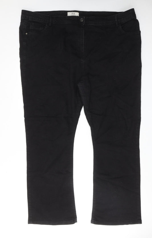 Yours Womens Black Cotton Bootcut Jeans Size 26 L30 in Regular Zip
