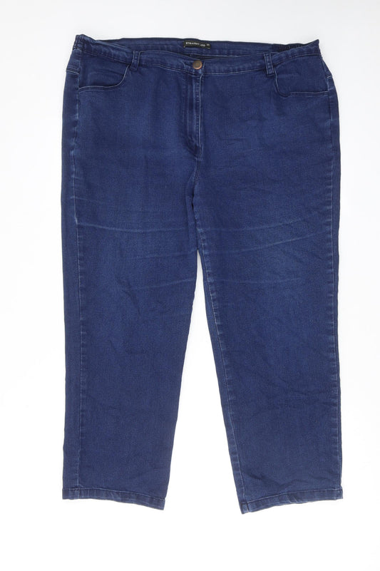 Bonmarché Womens Blue Cotton Straight Jeans Size 20 L25 in Regular Zip