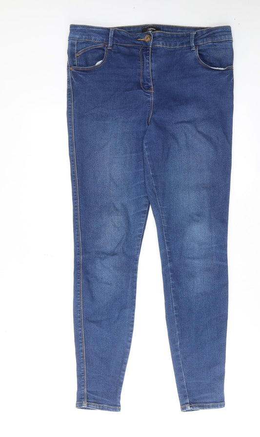 Matalan Womens Blue Cotton Skinny Jeans Size 14 L29 in Regular Zip
