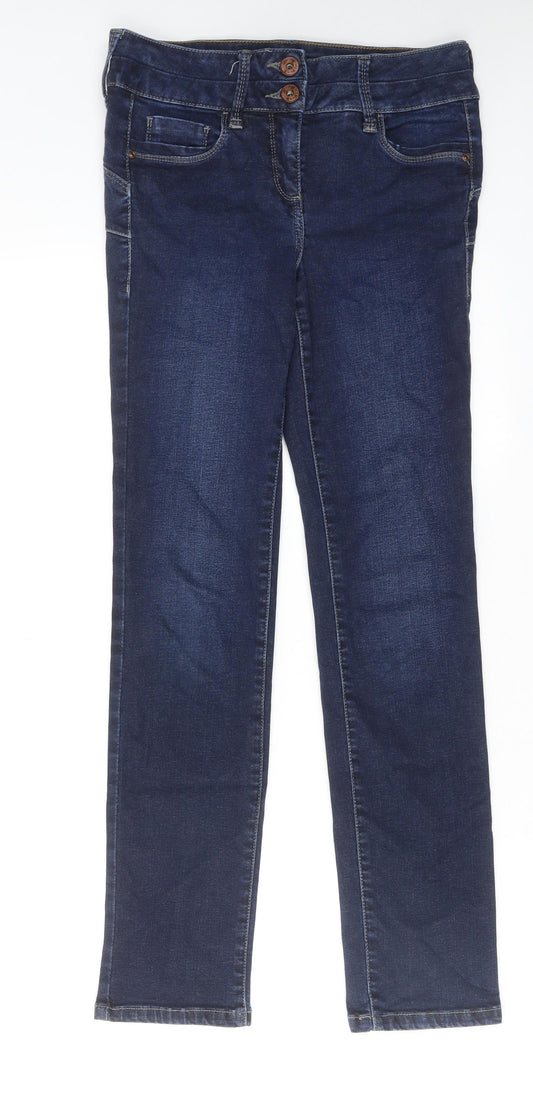 NEXT Womens Blue Cotton Skinny Jeans Size 8 L29 in Regular Zip
