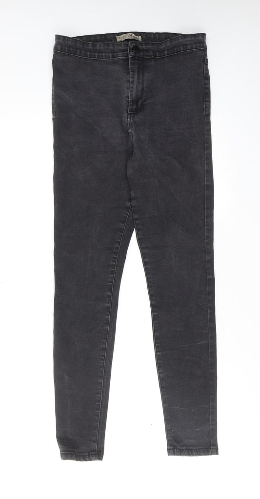 Denim & Co. Womens Grey Cotton Skinny Jeans Size 14 L27 in Regular Zip