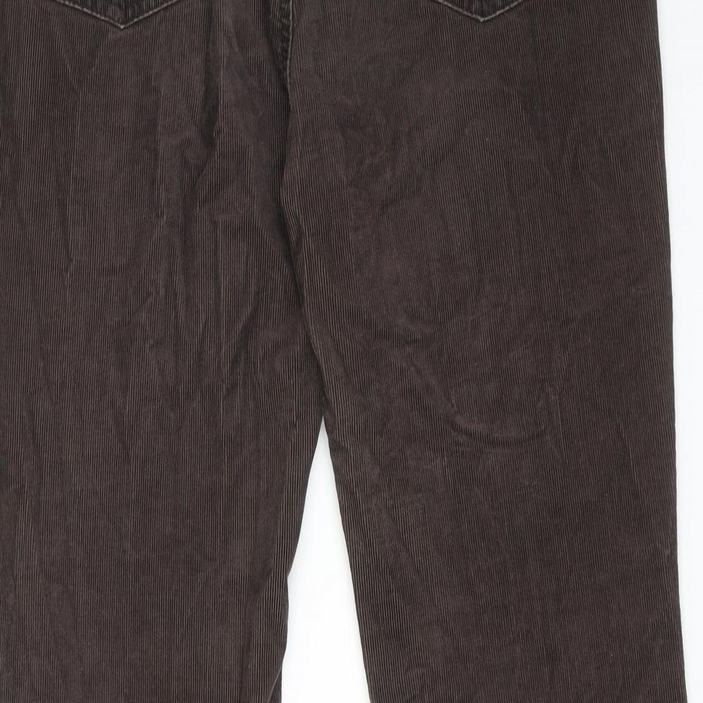 Marks and Spencer Womens Brown Cotton Trousers Size 14 L27 in Regular Zip