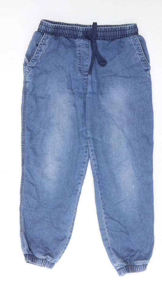 Papaya Womens Blue Cotton Tapered Jeans Size 10 L25 in Regular Drawstring