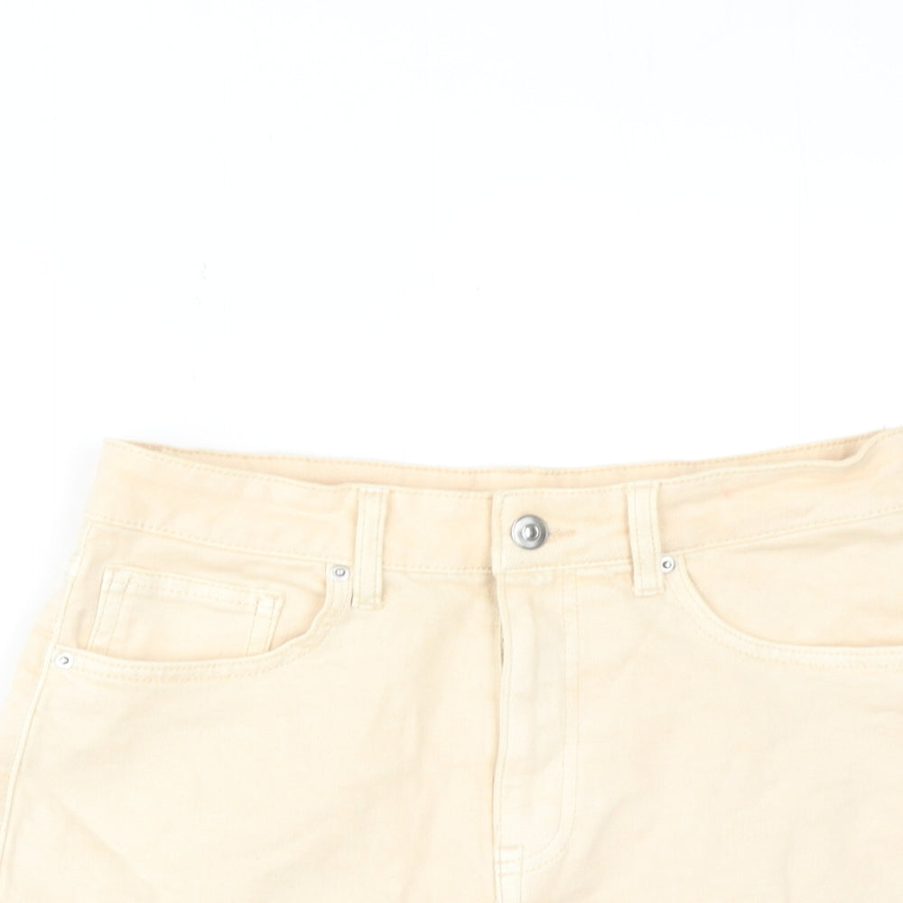 H&M Womens Beige Cotton Cut-Off Shorts Size 8 L3 in Regular Zip