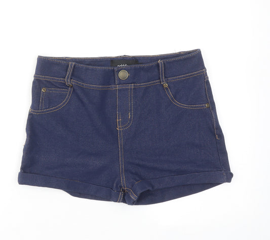 Golddigga Womens Blue Cotton Hot Pants Shorts Size 10 L3 in Regular Zip