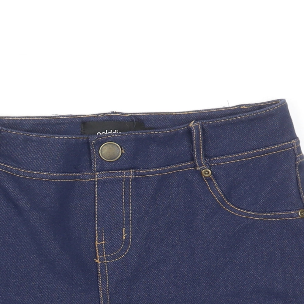 Golddigga Womens Blue Cotton Hot Pants Shorts Size 10 L3 in Regular Zip