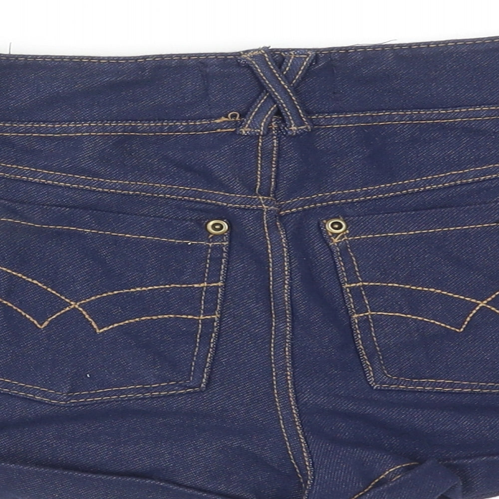 Golddigga Womens Blue Cotton Hot Pants Shorts Size 10 L3 in Regular Zip