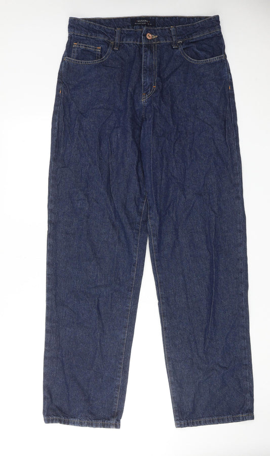 Wanama Womens Blue Cotton Straight Jeans Size 30 in L31 in Regular Zip