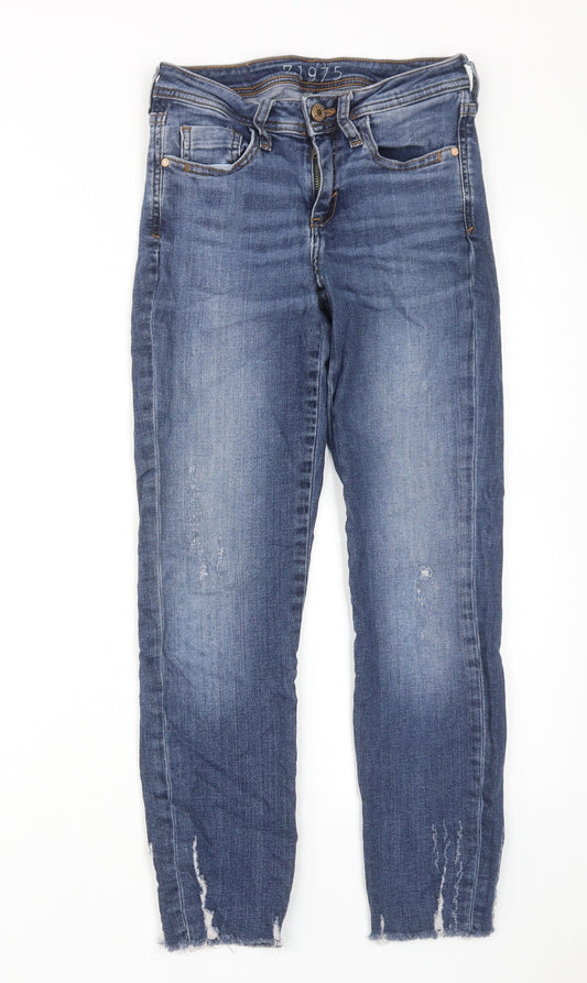 Zara Womens Blue Cotton Skinny Jeans Size 6 L25 in Regular Zip