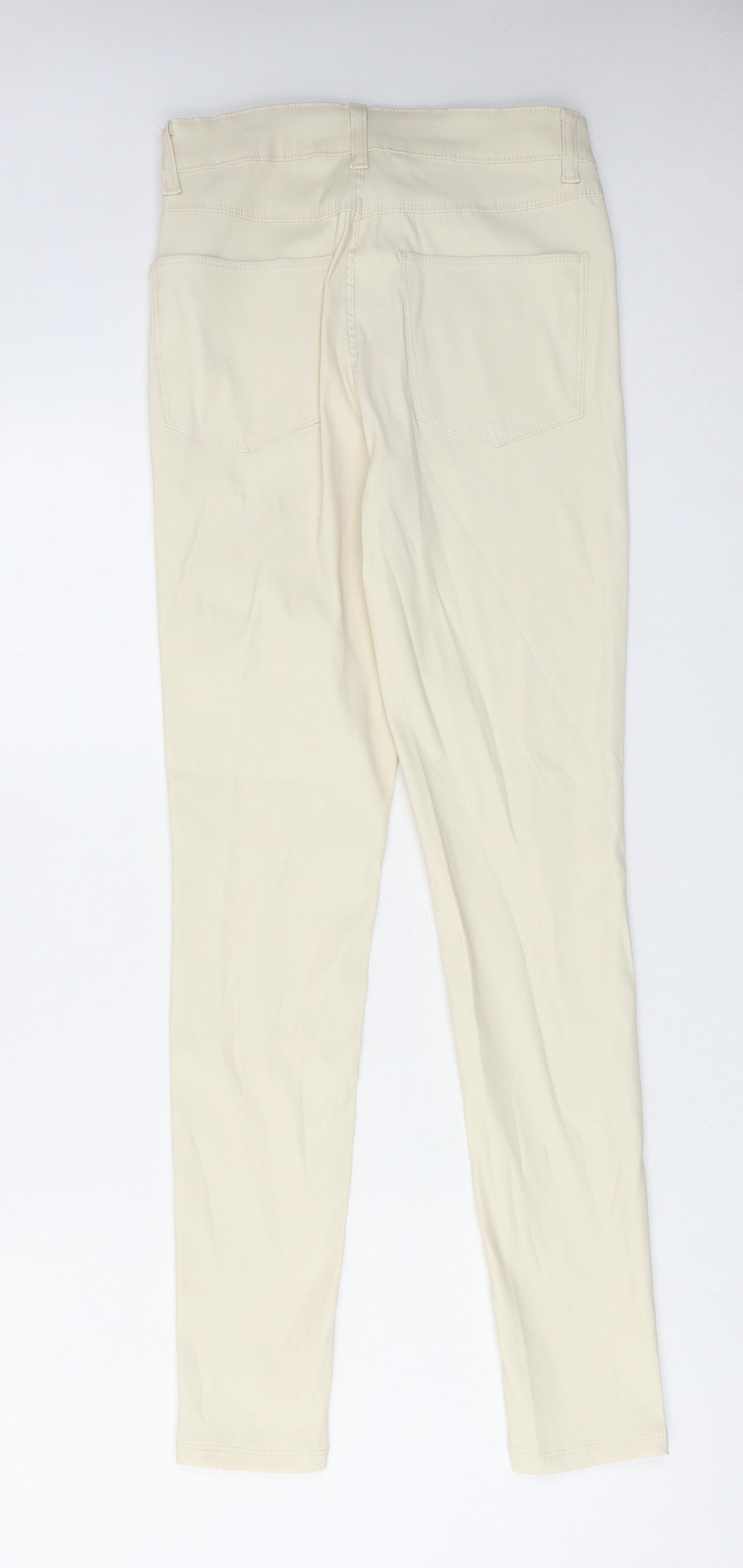 Denim & Co. Womens Ivory Polyester Trousers Size 8 L28 in Regular Zip