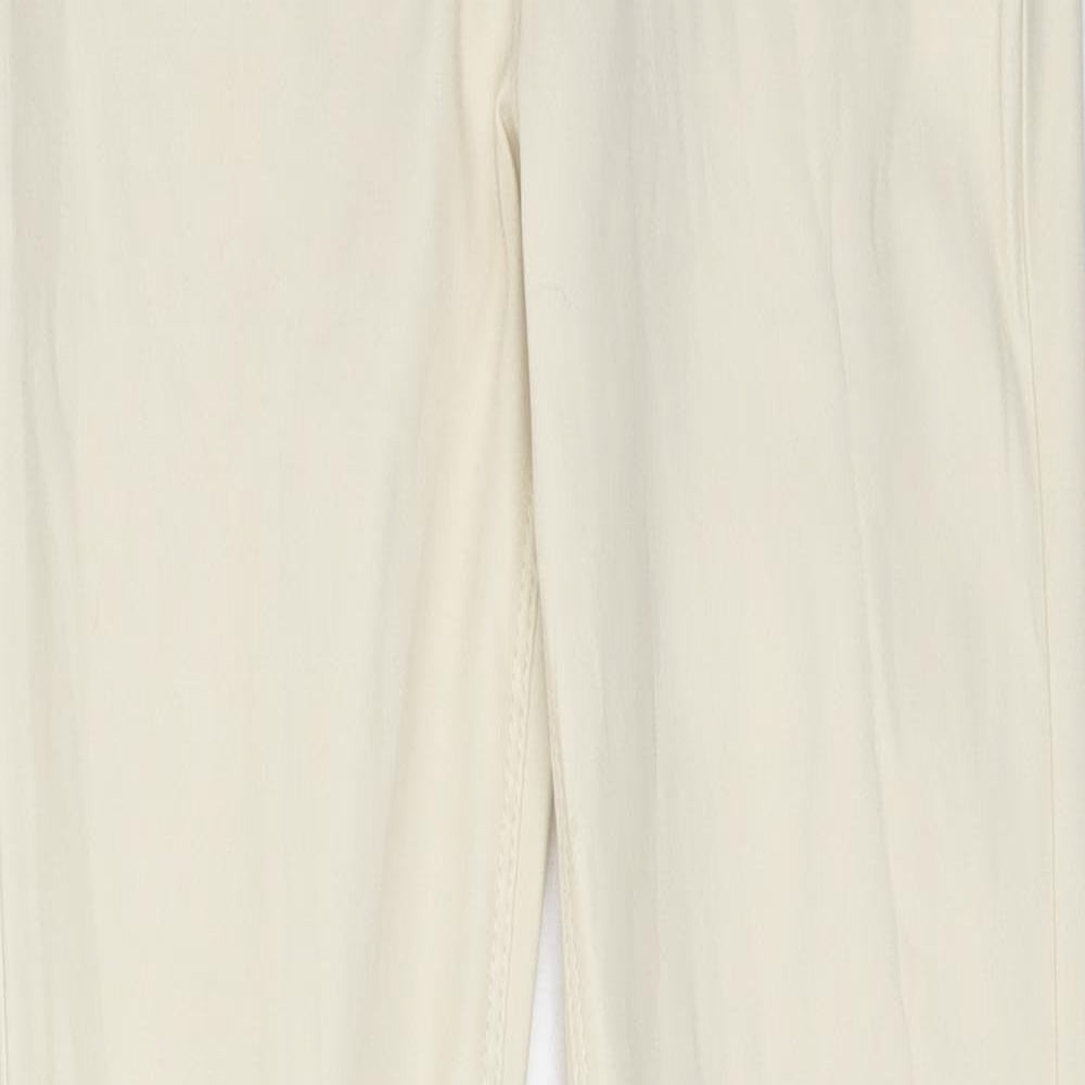 Denim & Co. Womens Ivory Polyester Trousers Size 8 L28 in Regular Zip