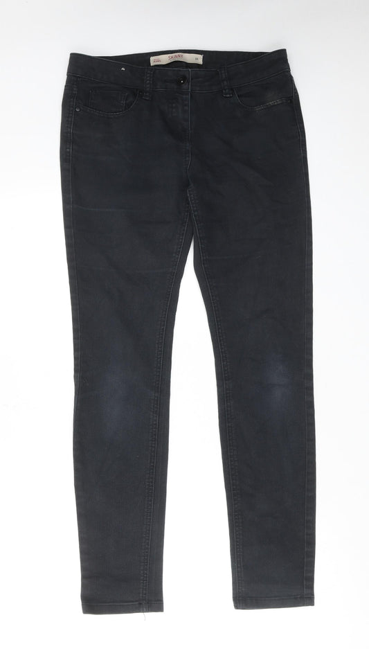 NEXT Womens Black Cotton Skinny Jeans Size 8 L29 in Regular Zip