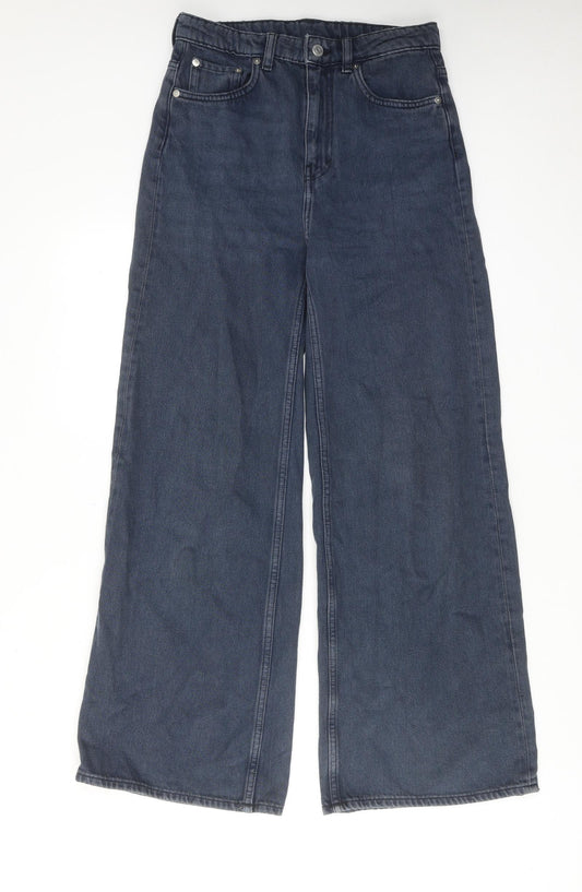 Weekday Womens Blue Cotton Wide-Leg Jeans Size 26 in L30 in Regular Zip