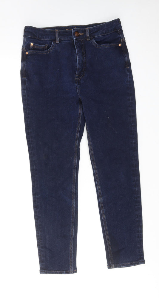 Marks and Spencer Womens Blue Cotton Skinny Jeans Size 10 L24 in Regular Zip