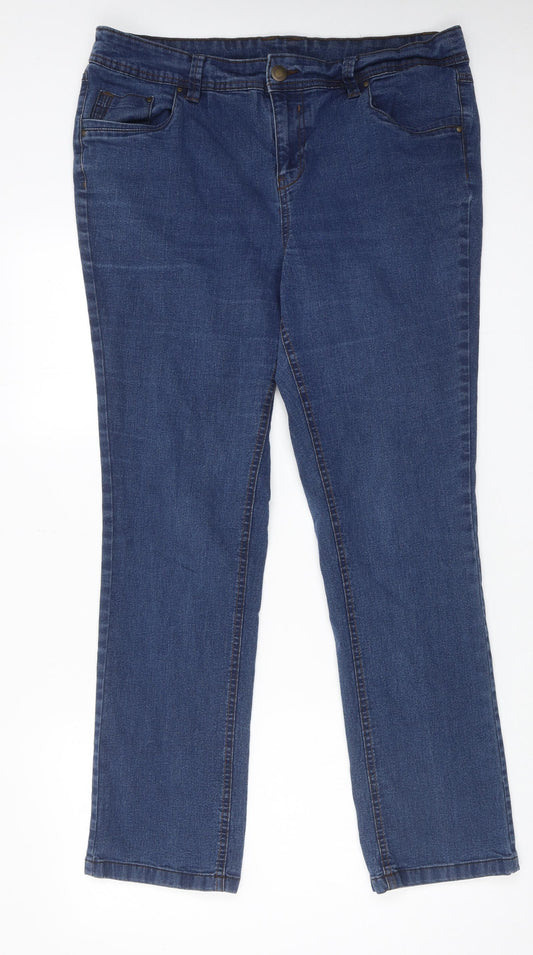 Evans Womens Blue Cotton Skinny Jeans Size 18 L30 in Regular Zip