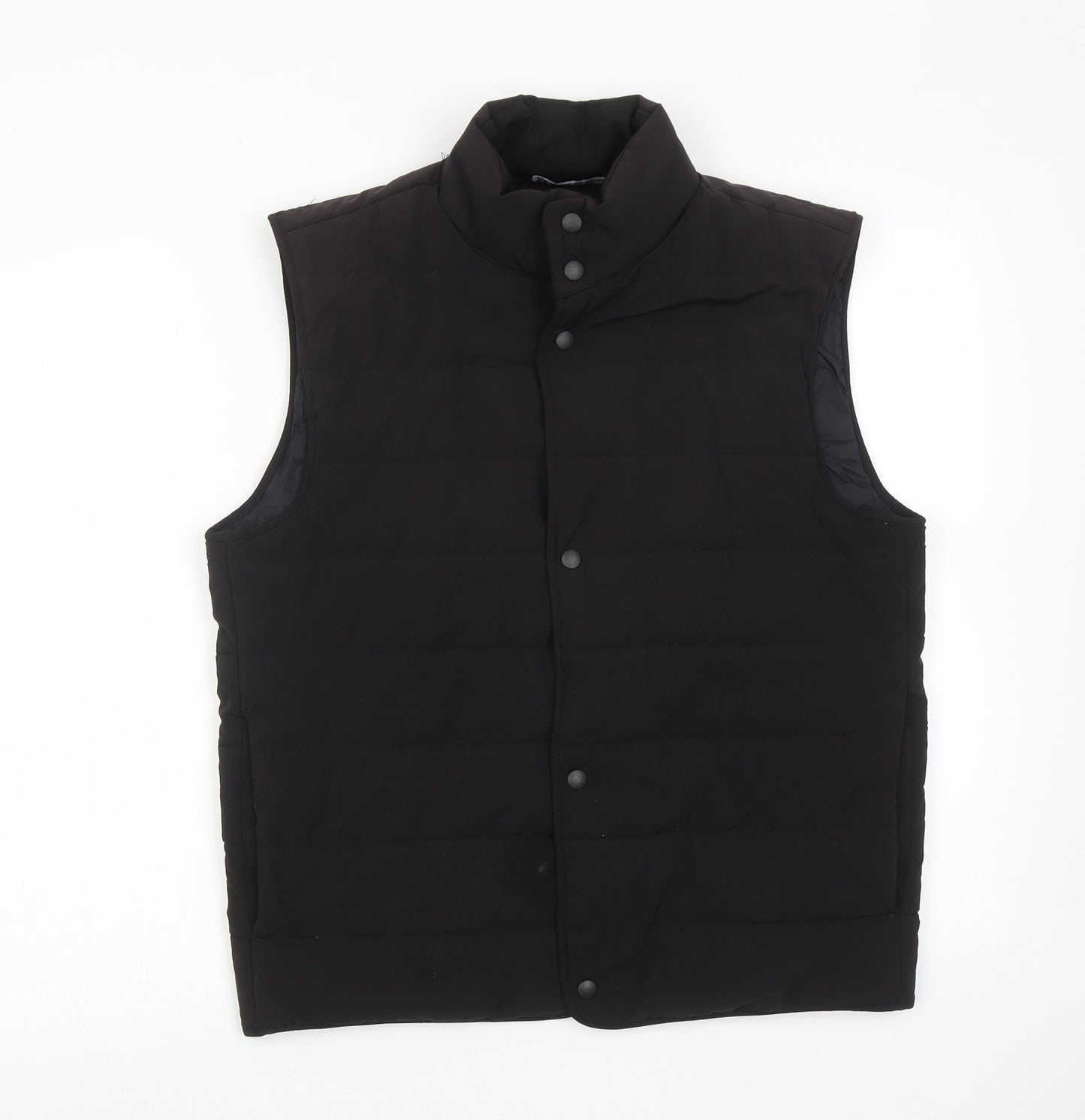 Zara Mens Black Gilet Jacket Size S Button